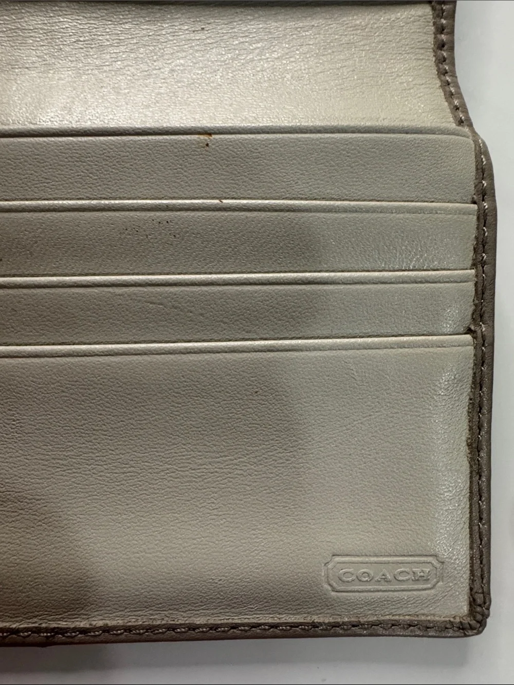 Coach Gray Leather Flap Kristin Wallet with Silver Hardware